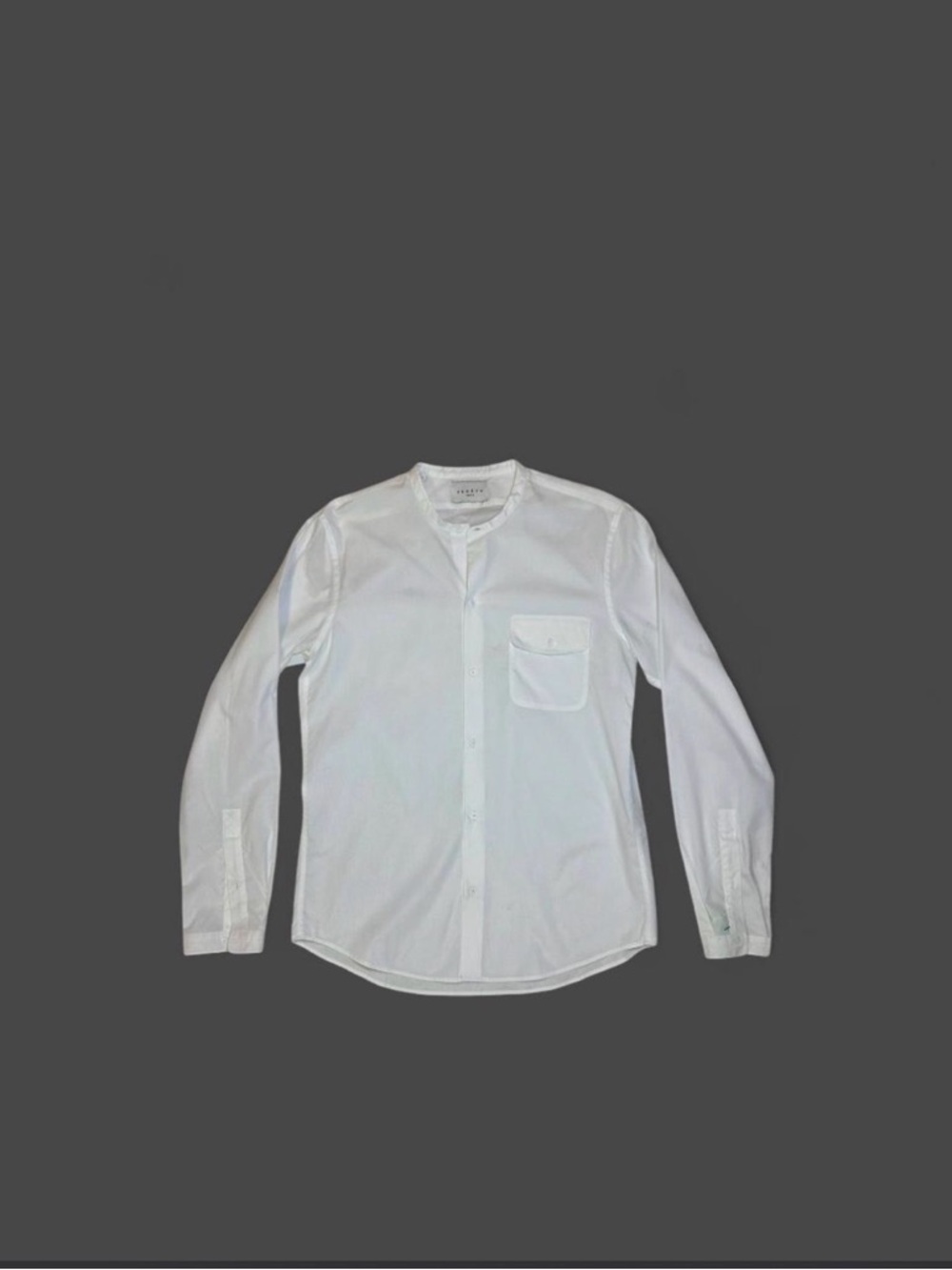 Sandro Paris White Mandarin Collar Button Down Shirt